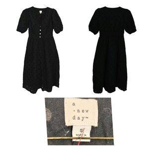A New Day Black Midi Dress with Button Details